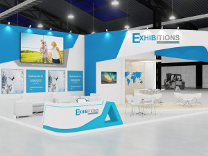 exhibition stand three sides open stall 3D Model