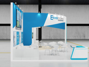 exhibition stand three sides open stall 3D Model