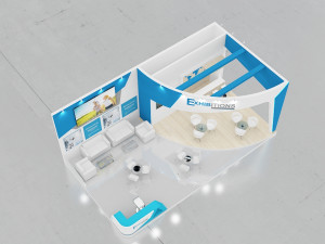 exhibition stand three sides open stall 3D Model