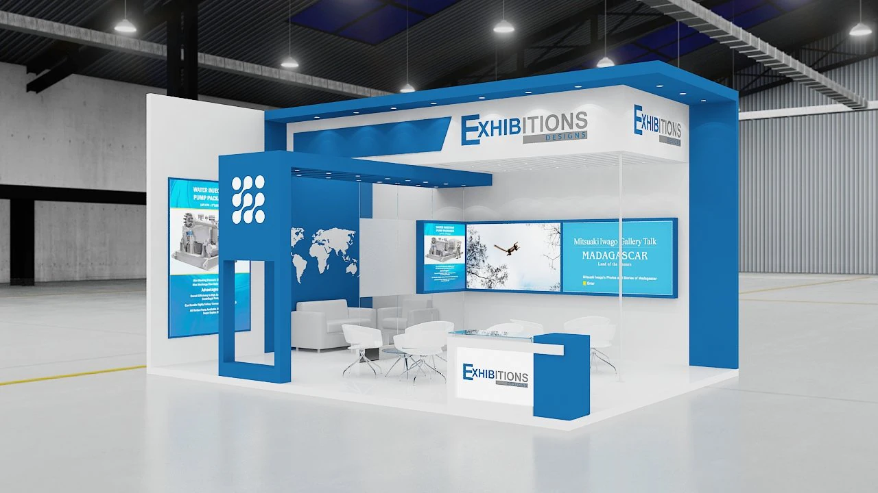 exhibition stand two sides open stall 3D Model .c4d .max .obj .3ds .fbx .stl .blend