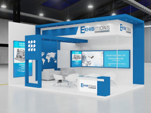 exhibition stand two sides open stall 3D 모델
