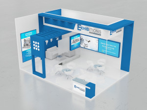 exhibition stand two sides open stall 3D 모델