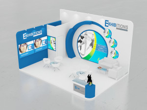 exhibition stand two sides open stall 3D 모델