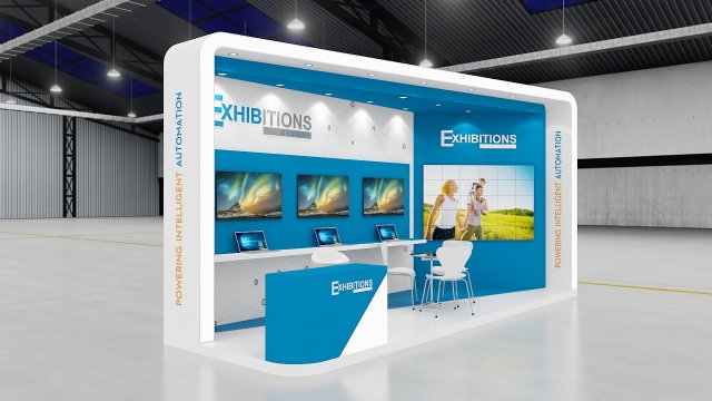 exhibition stand two sides open stall Modelo 3D .c4d .max .obj .3ds .fbx .stl .blend 