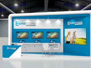 exhibition stand two sides open stall Modelo 3D