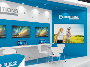 exhibition stand two sides open stall Modelo 3D