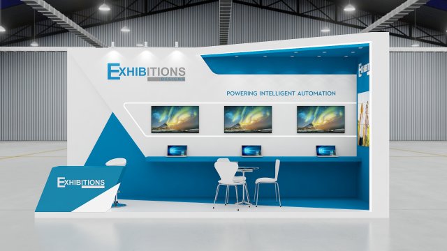 exhibition stand two sides open stall Model 3D .c4d .max .obj .3ds .fbx .stl .blend 