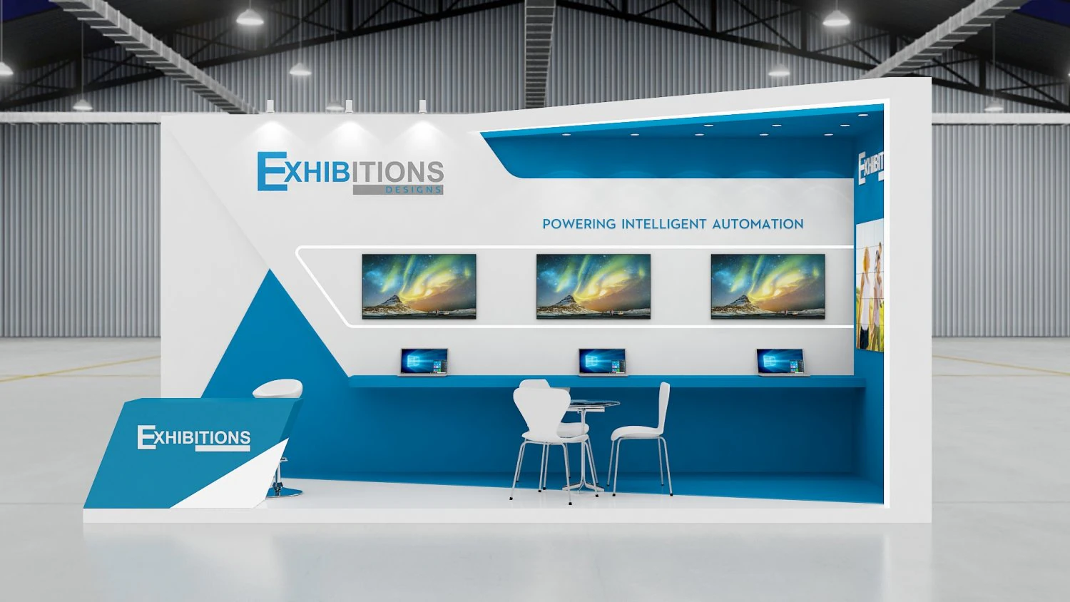exhibition stand two sides open stall 3D Model .c4d .max .obj .3ds .fbx .stl .blend 