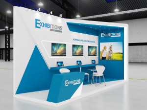 exhibition stand two sides open stall Model 3D