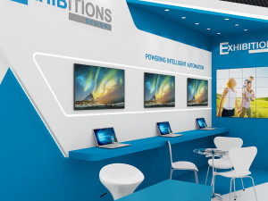 exhibition stand two sides open stall Model 3D