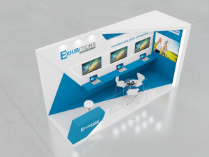 exhibition stand two sides open stall Model 3D