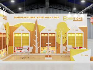 exhibition stand two sides open stall Model 3D