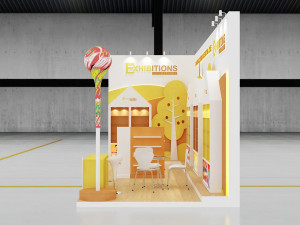 exhibition stand two sides open stall Model 3D