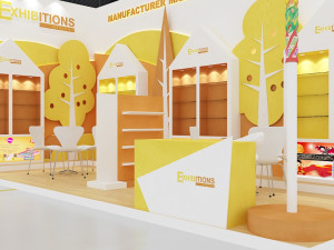 exhibition stand two sides open stall Model 3D