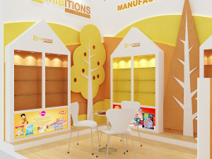 exhibition stand two sides open stall Model 3D