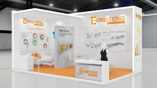 exhibition stand two sides open stall 3D Model .c4d .max .obj .3ds .fbx .stl .blend 