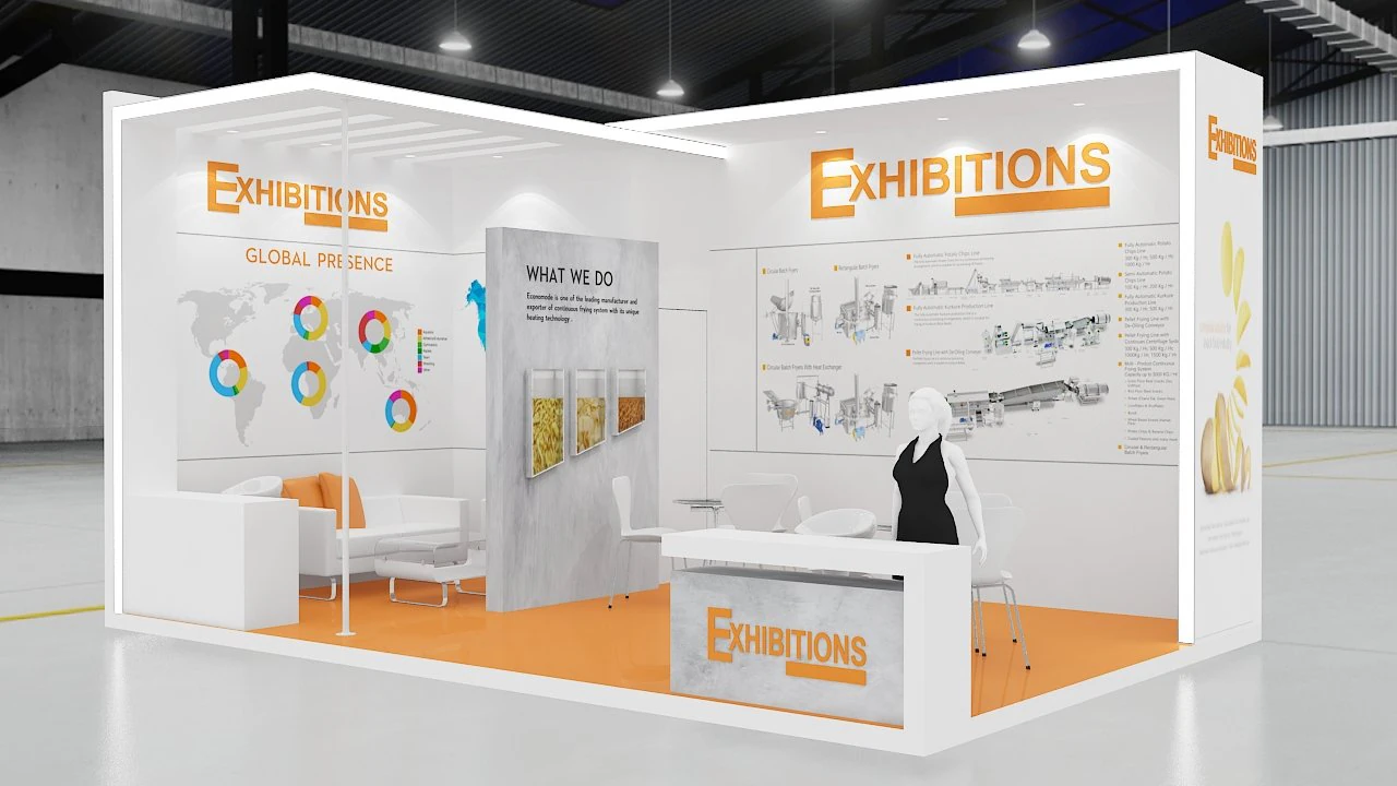 exhibition stand two sides open stall 3D Model .c4d .max .obj .3ds .fbx .stl .blend