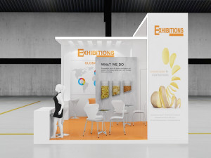exhibition stand two sides open stall 3D Model