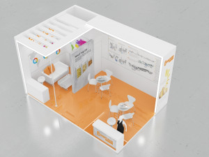 exhibition stand two sides open stall 3D Model