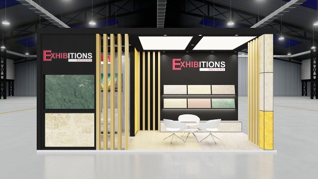 exhibition stand two sides open stall 3D 모델 .c4d .max .obj .3ds .fbx .stl .blend 
