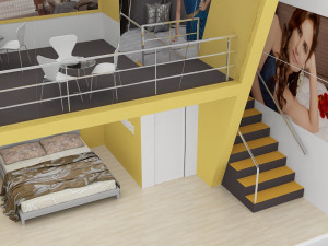 exhibition stand two sides open stall Model 3D