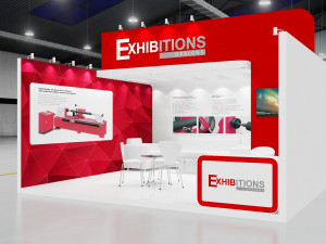 exhibition stand two sides open stall Modello 3D