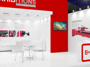 exhibition stand two sides open stall Modello 3D