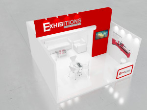 exhibition stand two sides open stall Modello 3D
