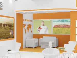 exhibition stand two sides open stall Modelo 3D