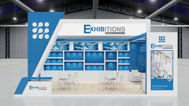 exhibition stand two sides open stall 3D Model .c4d .max .obj .3ds .fbx .stl .blend