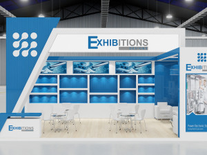 exhibition stand two sides open stall Modelo 3D