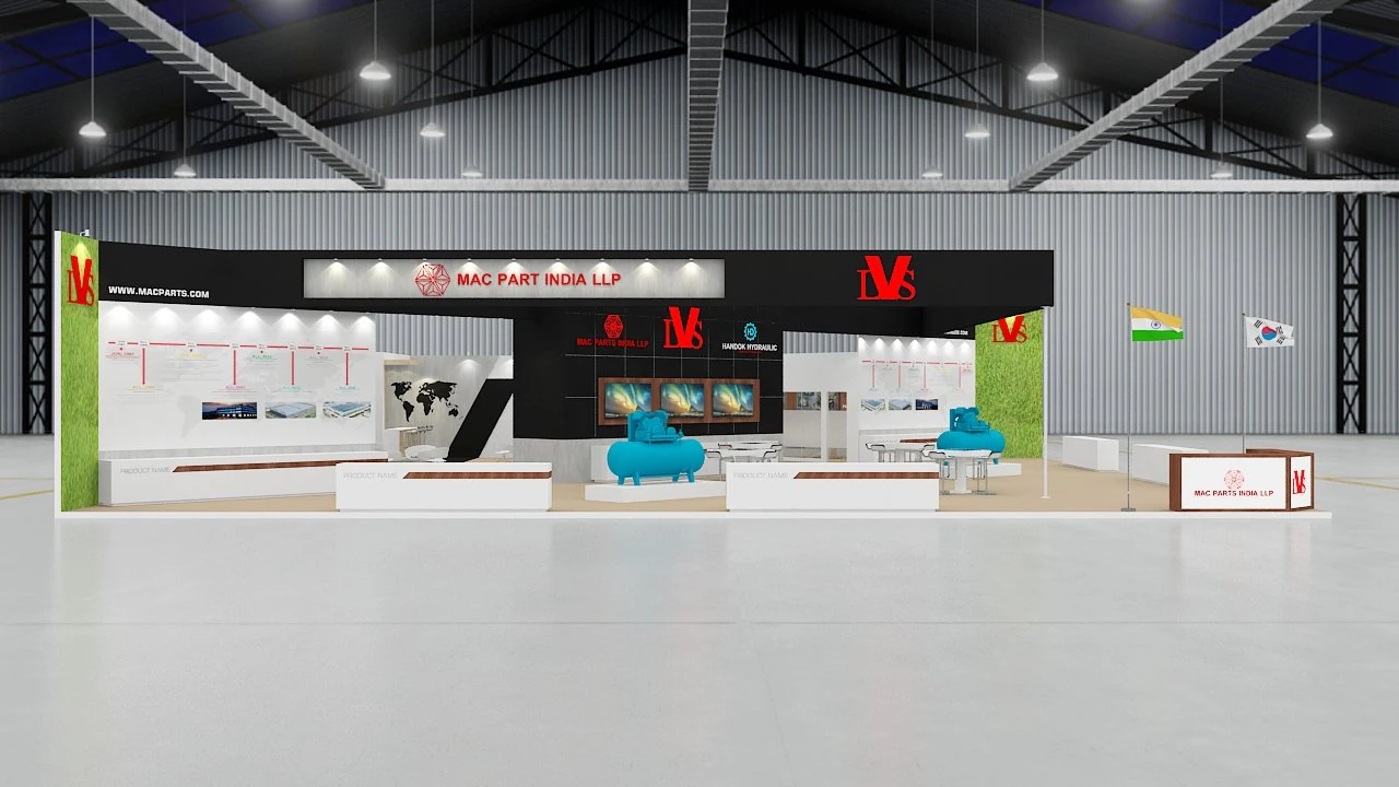 exhibition stand two sides open stall 3D Model .c4d .max .obj .3ds .fbx .stl .blend 
