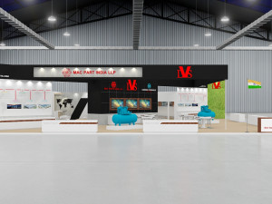 exhibition stand two sides open stall Modelo 3D