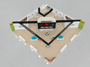 exhibition stand two sides open stall 3D-Modell