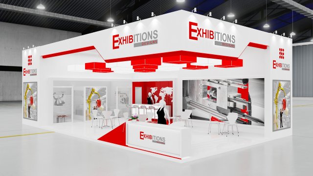 exhibition stand two sides open stall 3D 모델 .c4d .max .obj .3ds .fbx .stl .blend 