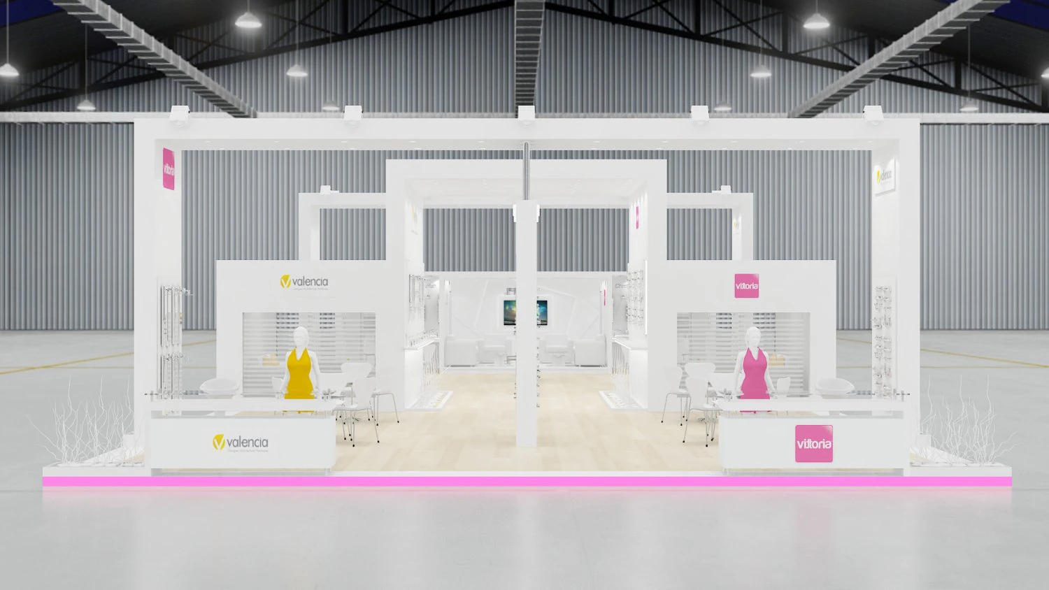 exhibition stand three sides open stall 3D Model .c4d .max .obj .3ds .fbx .stl .blend