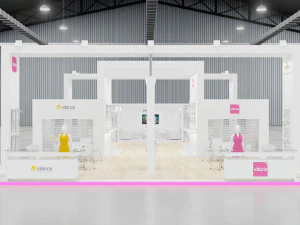 estande de exposi&ccedil;&atilde;o tr&ecirc;s lados tenda aberta Modelo 3D