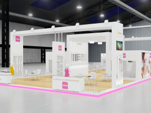 exhibition stand three sides open stall 3D 模型