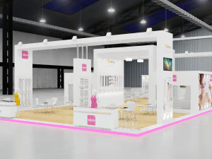 exhibition stand three sides open stall 3D Model