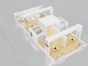 exhibition stand three sides open stall 3D Model