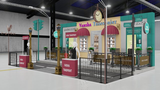 exhibition stand three sides open stall Modelo 3D .c4d .max .obj .3ds .fbx .stl .blend 