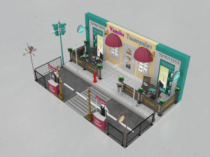 exhibition stand three sides open stall Modelo 3D