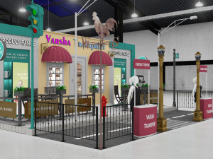 exhibition stand three sides open stall Modelo 3D