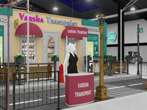exhibition stand three sides open stall Modelo 3D