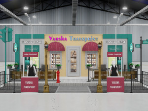 exhibition stand three sides open stall Modelo 3D
