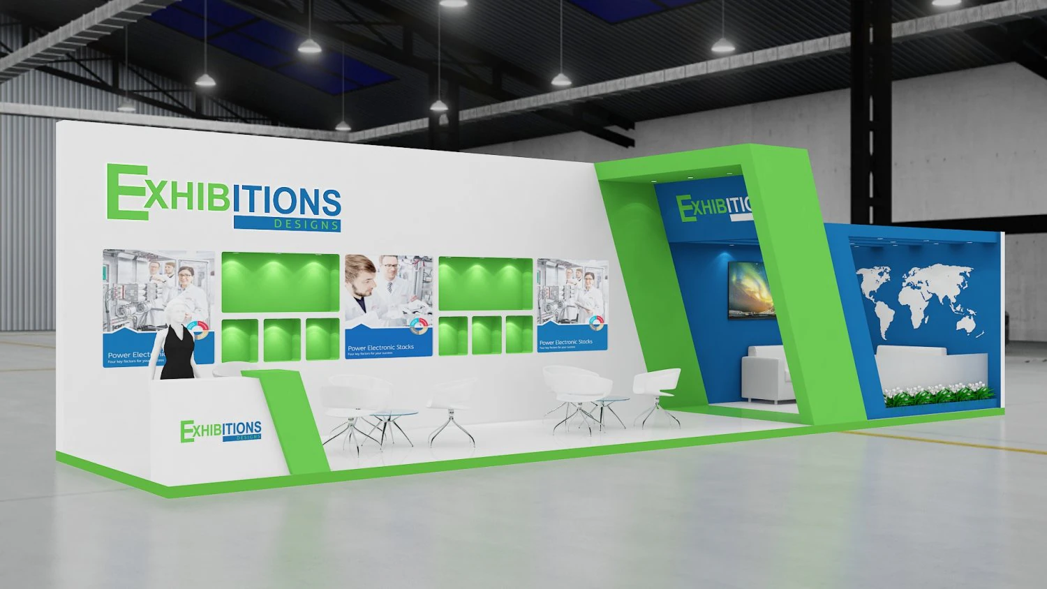 exhibition stand two sides open stall 3D Model .c4d .max .obj .3ds .fbx .stl .blend
