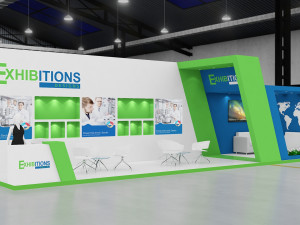 exhibition stand two sides open stall 3D Model