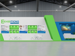 exhibition stand two sides open stall Model 3D