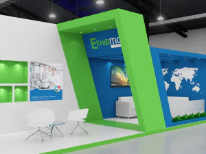 exhibition stand two sides open stall 3D Model