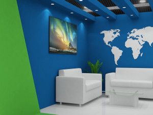 exhibition stand two sides open stall Model 3D